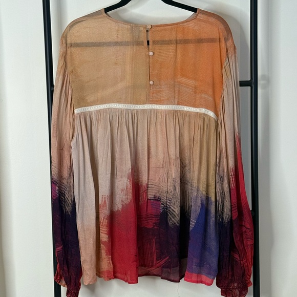 Bl-nk London for Anthropologie Abstract Print Peasant Style Blouse - Picture 2 of 6